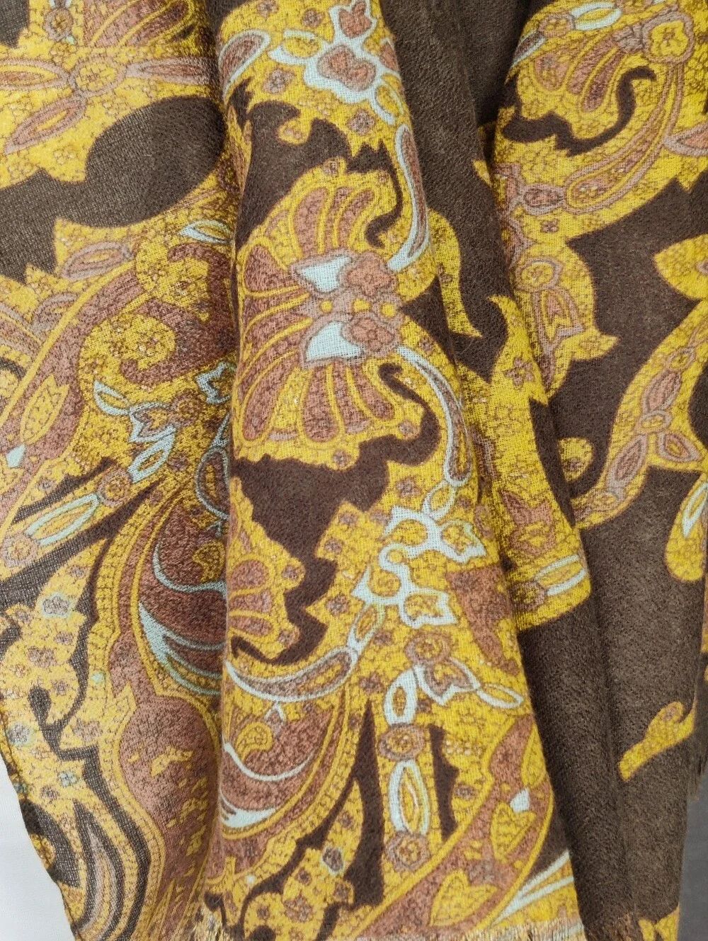 Naturally Knotty Oversized Scarf Wrap Brown Gold 36x70 Lightweight Earthtones